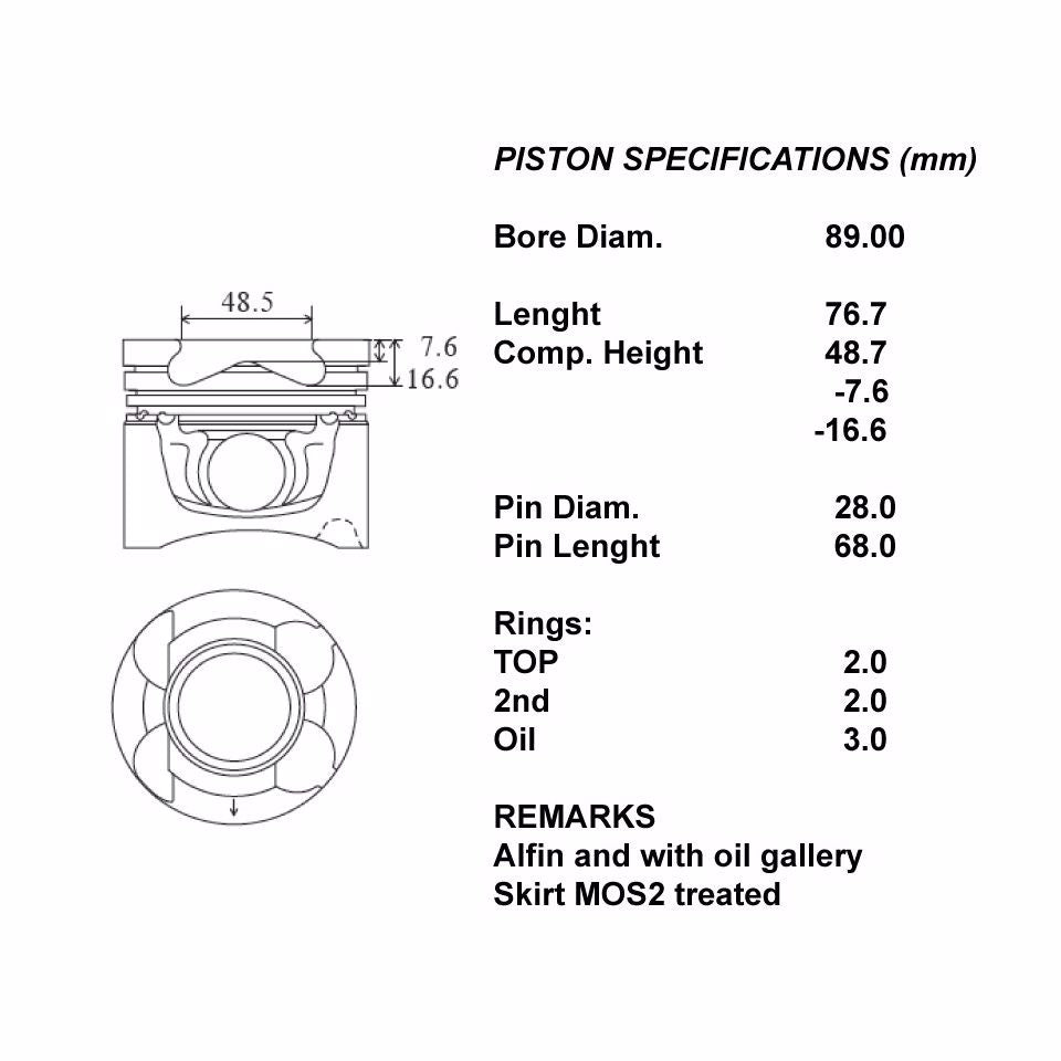 SERIE PISTONI MOTORE COMPLETI STD