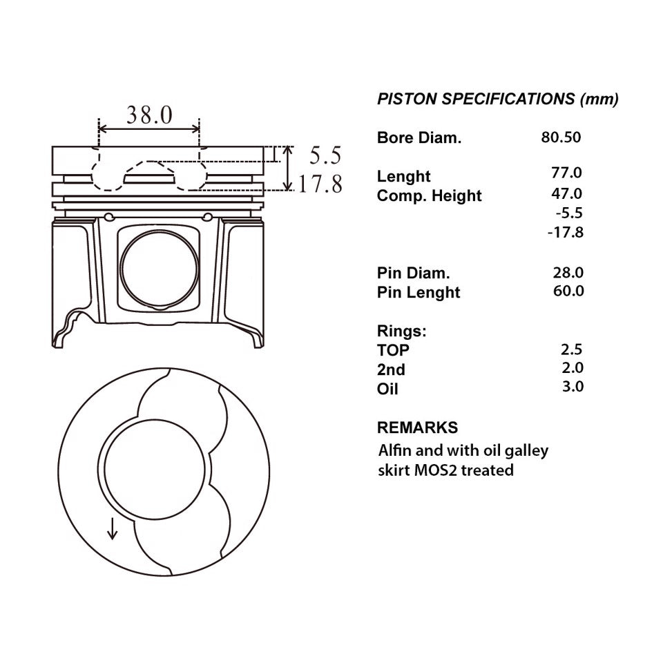 SERIE PISTONI MOTORE COMPLETI 050