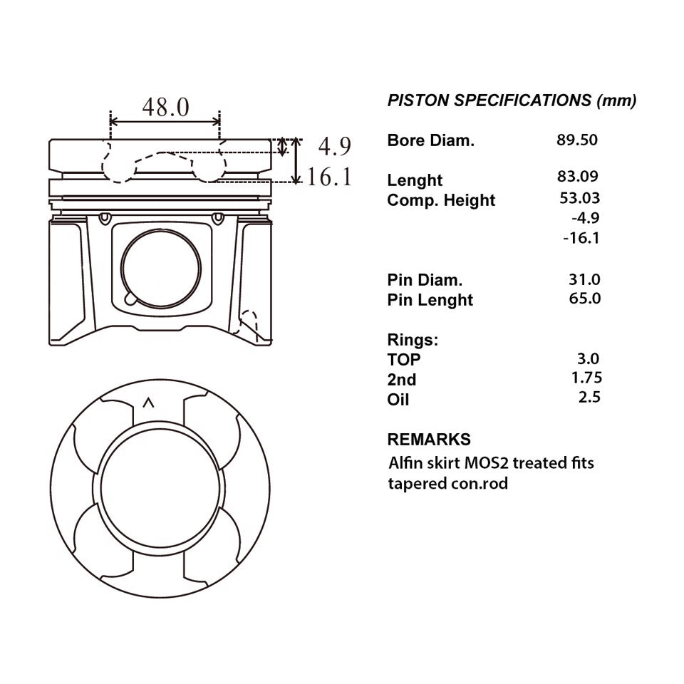 SERIE PISTONI MOTORE COMPLETI 050