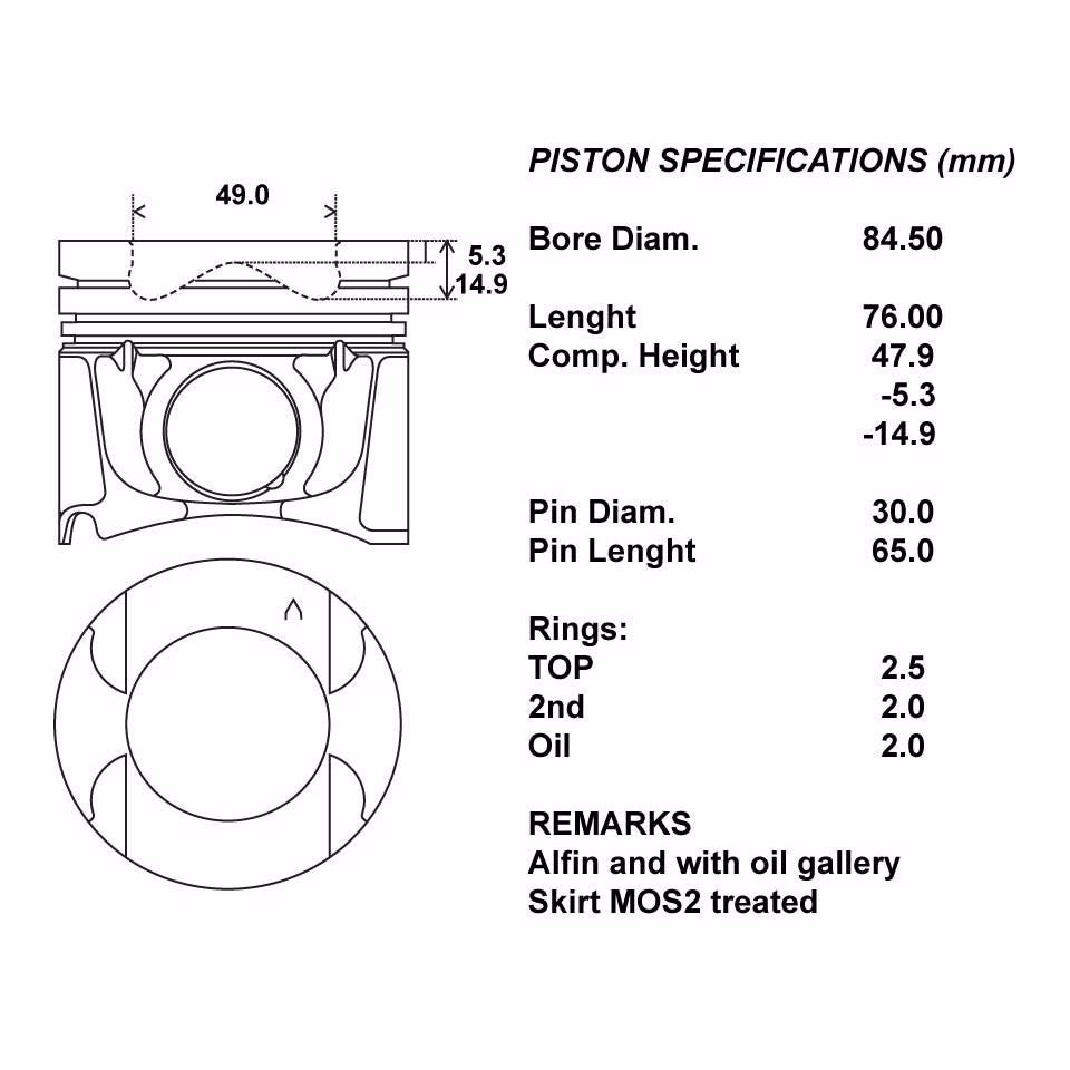 SERIE PISTONI MOTORE COMPLETI 050
