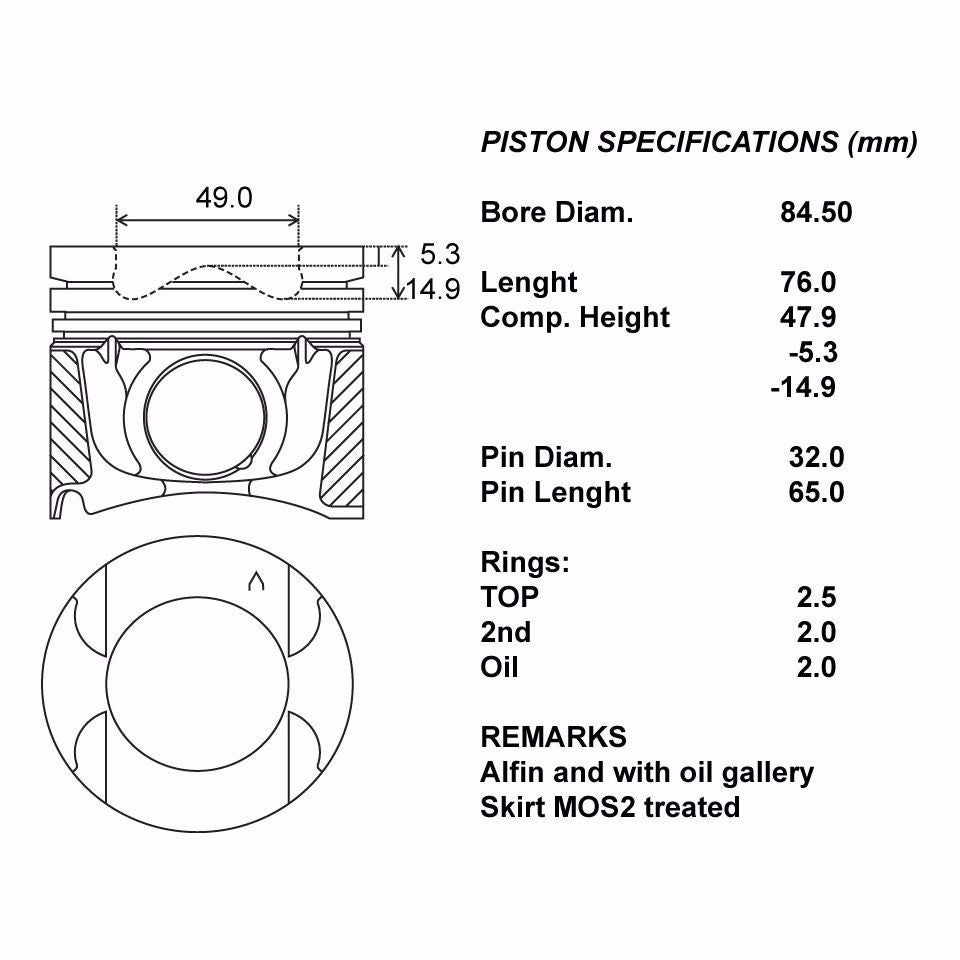 SERIE PISTONI MOTORE COMPLETI 050