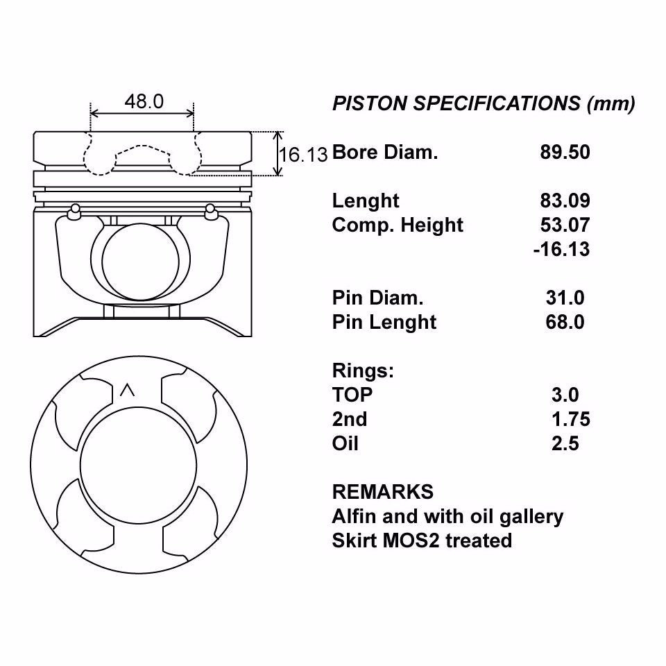 SERIE PISTONI MOTORE COMPLETI 050
