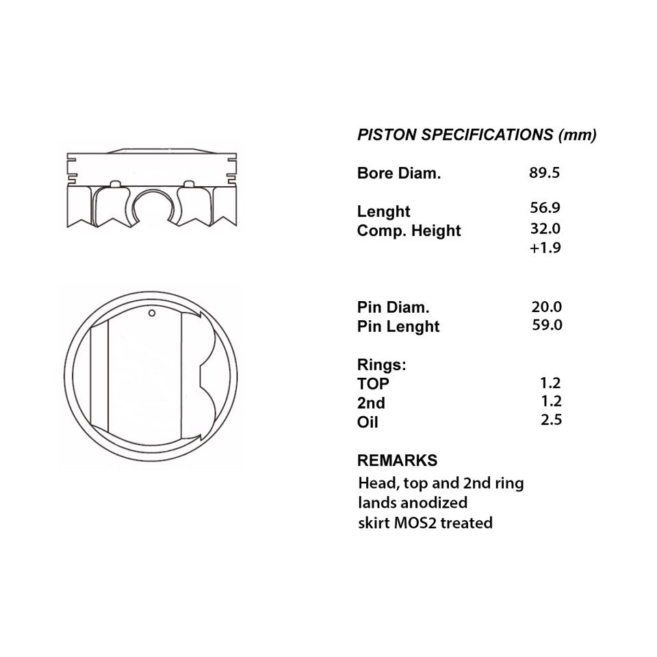 SERIE PISTONI MOTORE COMPLETI 050