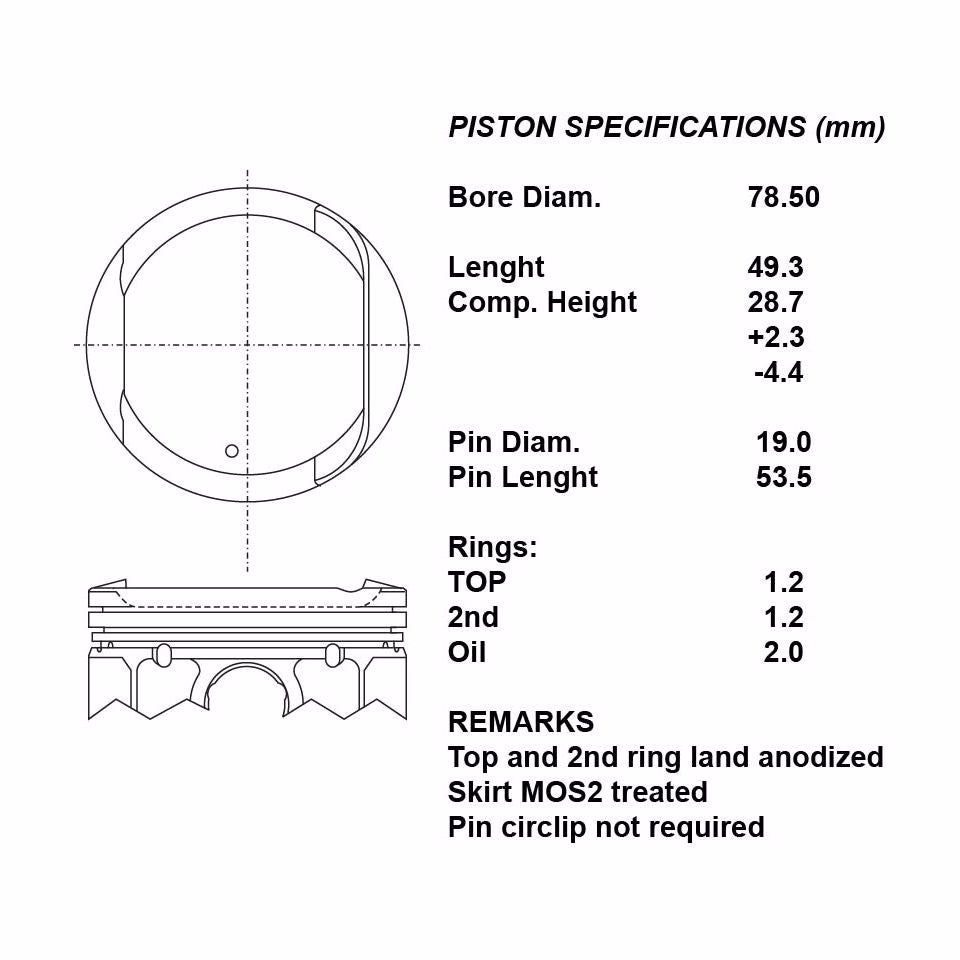 SERIE PISTONI MOTORE COMPLETI 050