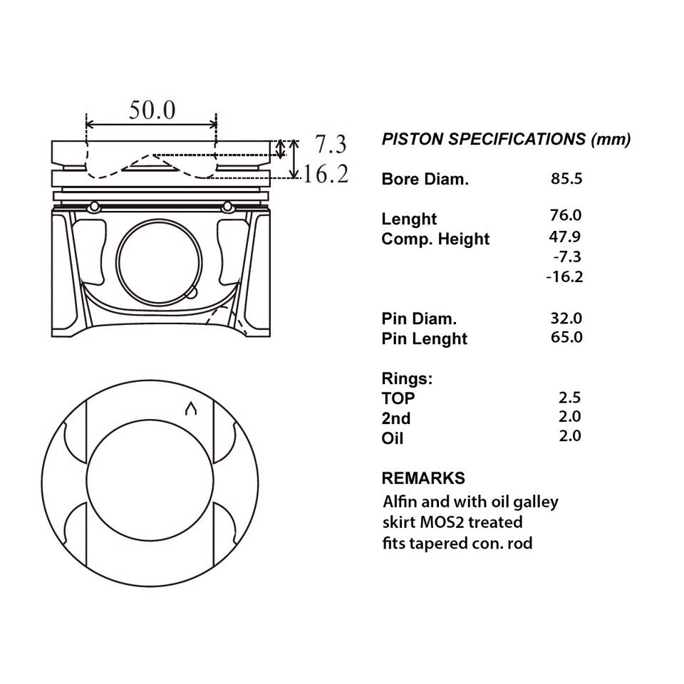 SERIE PISTONI MOTORE COMPLETI 050