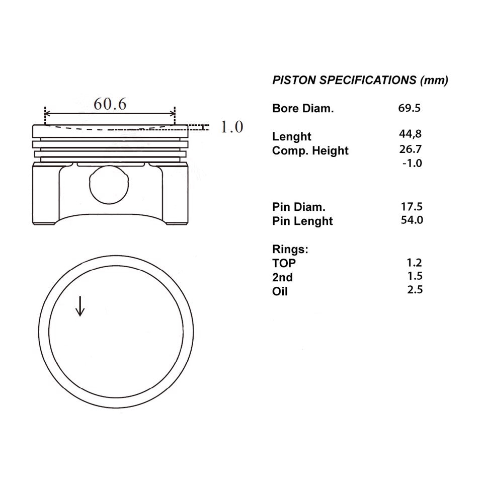 SERIE PISTONI MOTORE COMPLETI 050
