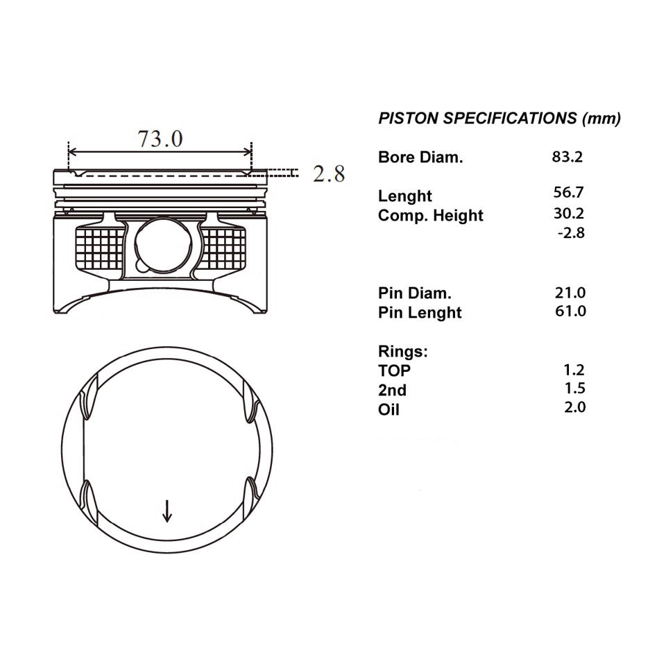 SERIE PISTONI MOTORE COMPLETI 050
