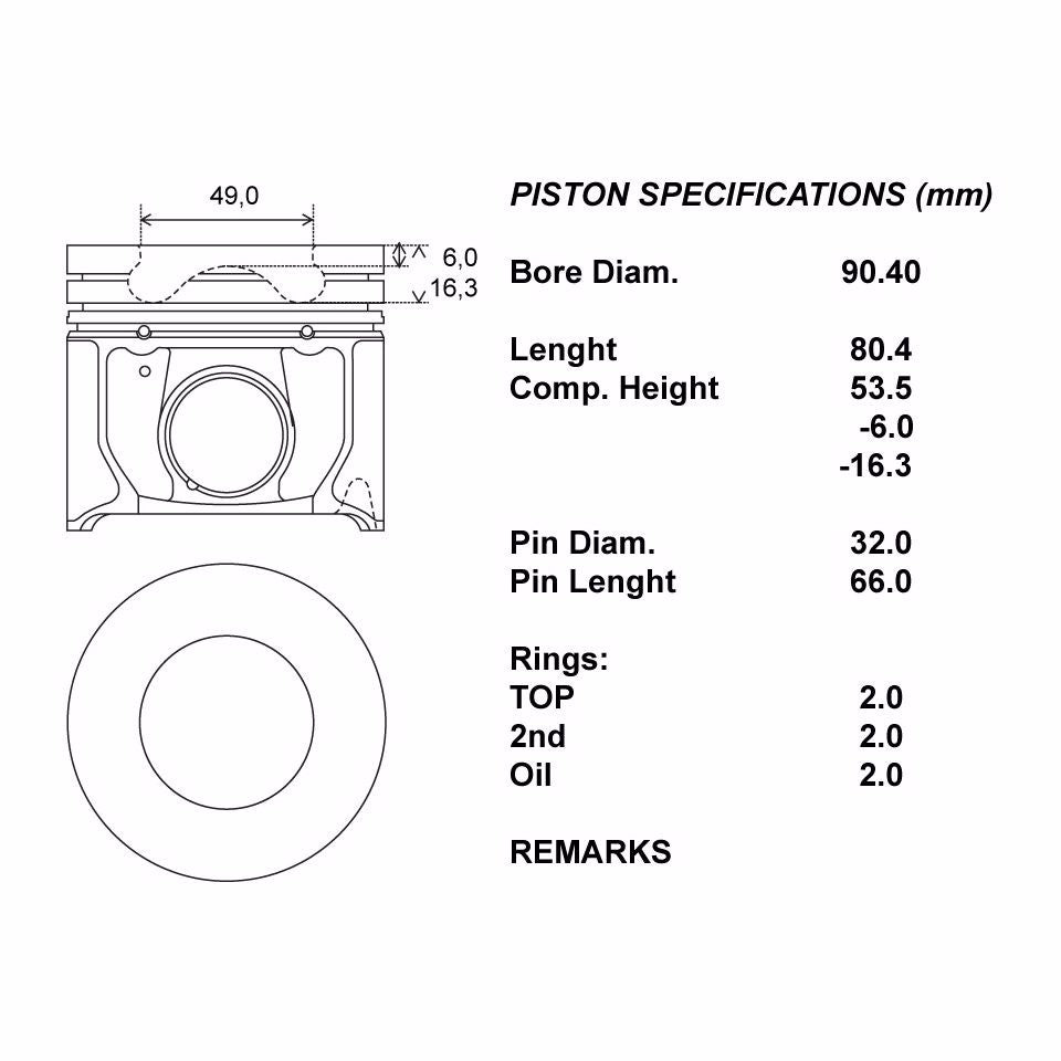 SERIE PISTONI MOTORE COMPLETI 050