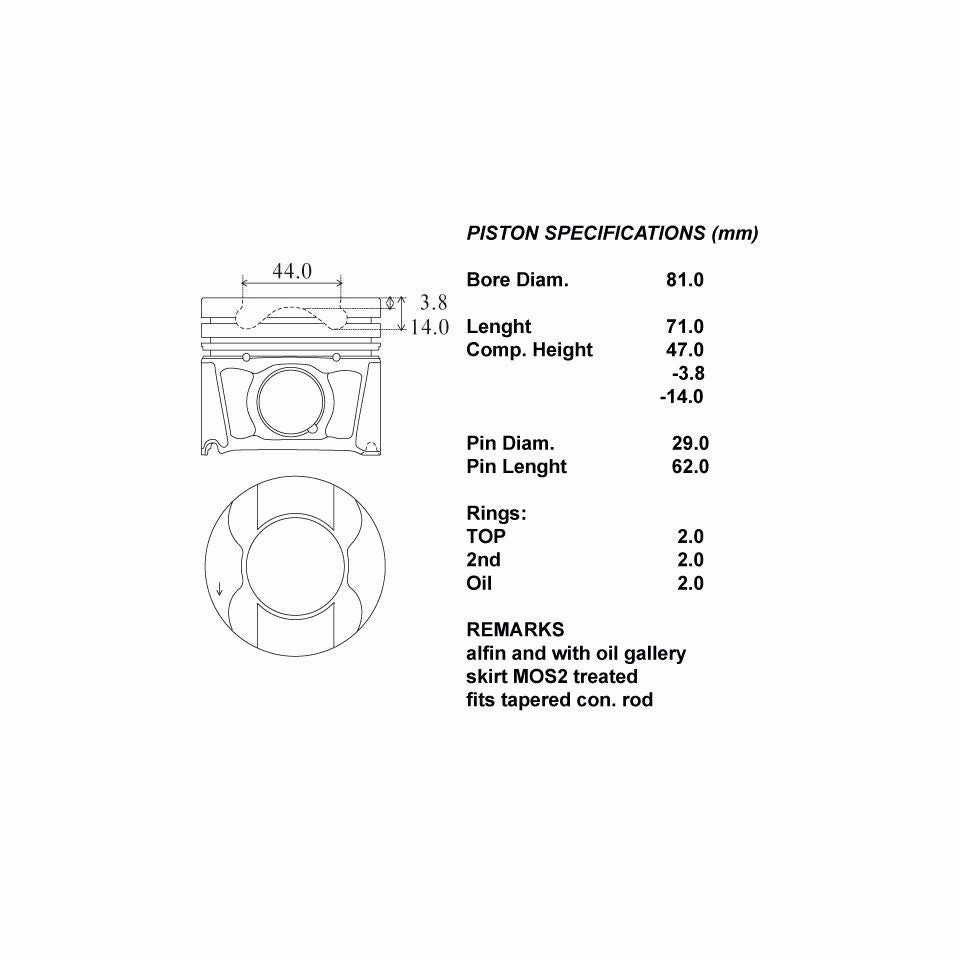 SERIE PISTONI MOTORE COMPLETI STD