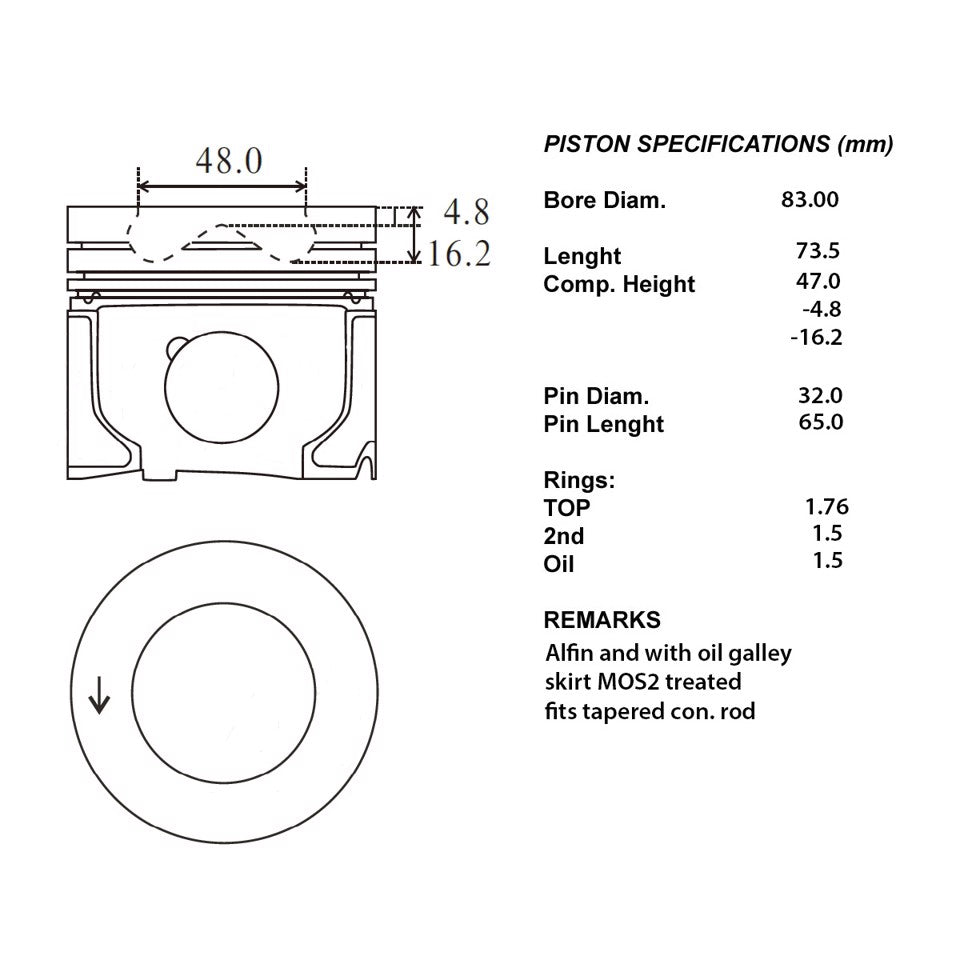 SERIE PISTONI MOTORE COMPLETI STD