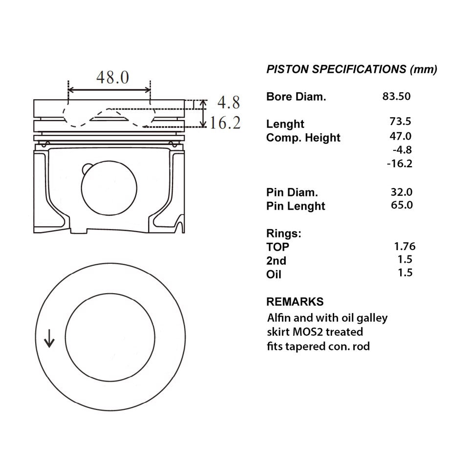 SERIE PISTONI MOTORE COMPLETI 050