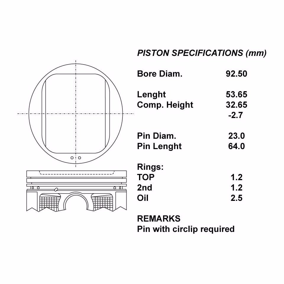 SERIE PISTONI MOTORE COMPLETI 050