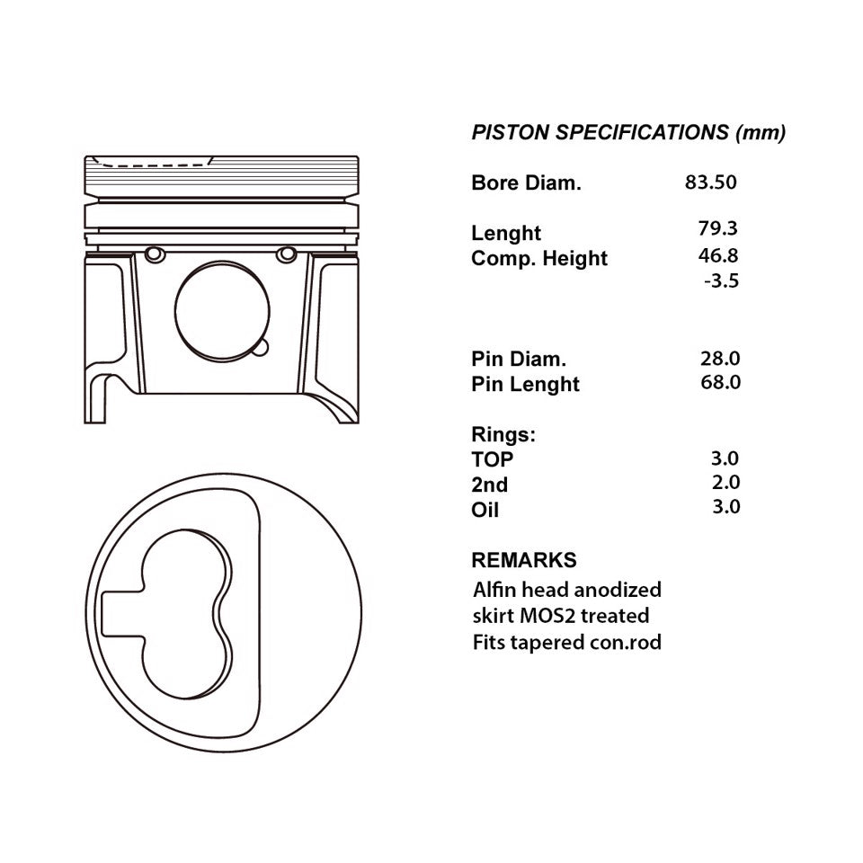 SERIE PISTONI MOTORE COMPLETI 050