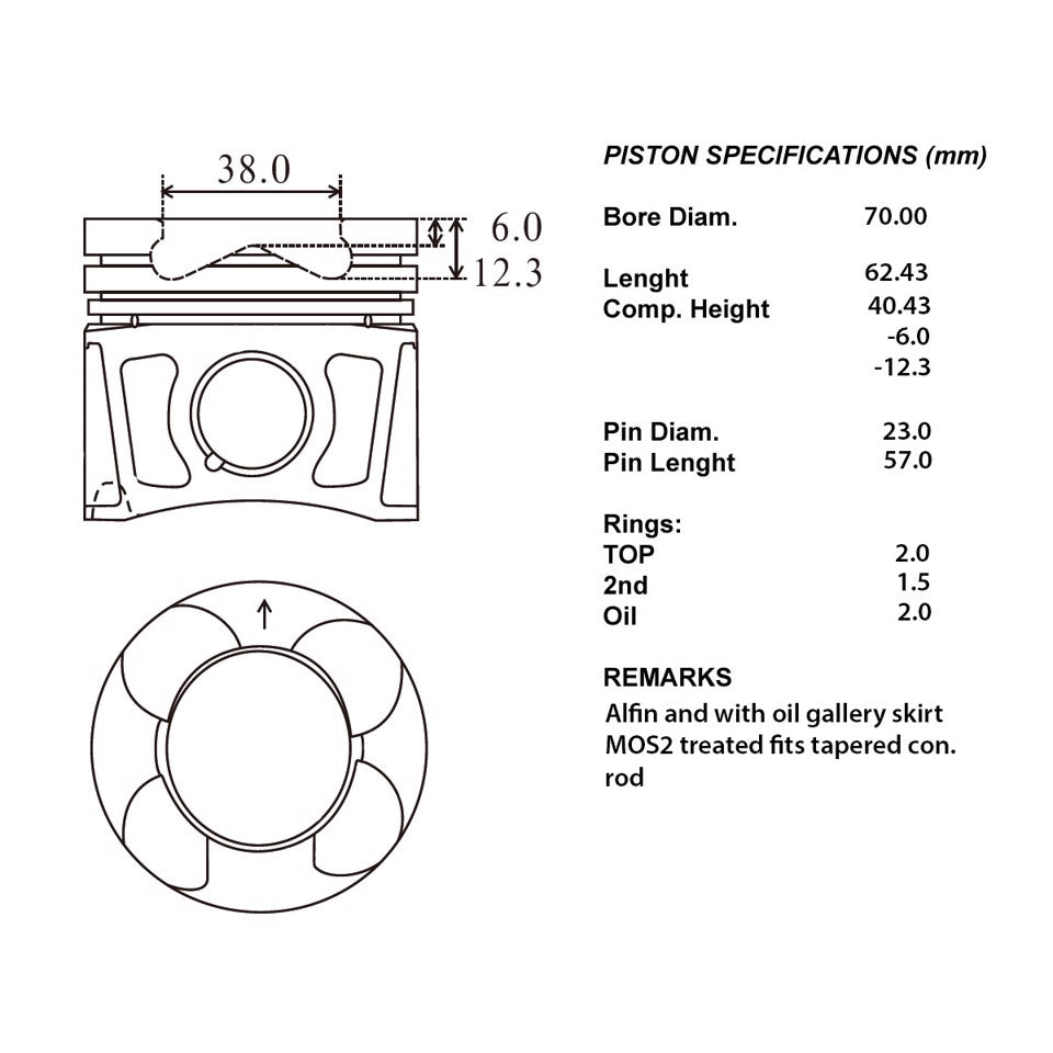 SERIE PISTONI MOTORE COMPLETI 040