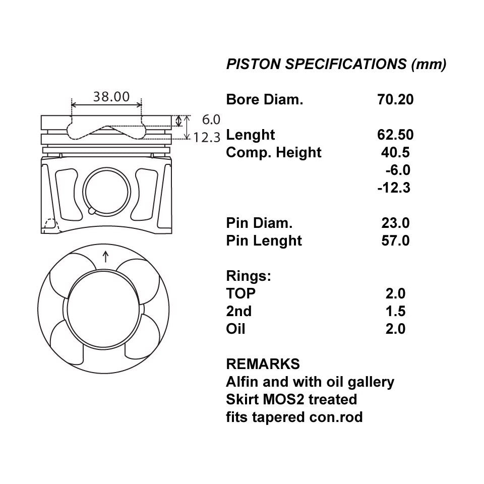 SERIE PISTONI MOTORE COMPLETI 060