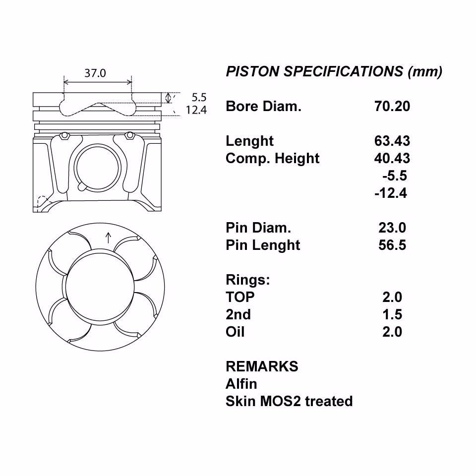 SERIE PISTONI MOTORE COMPLETI 060