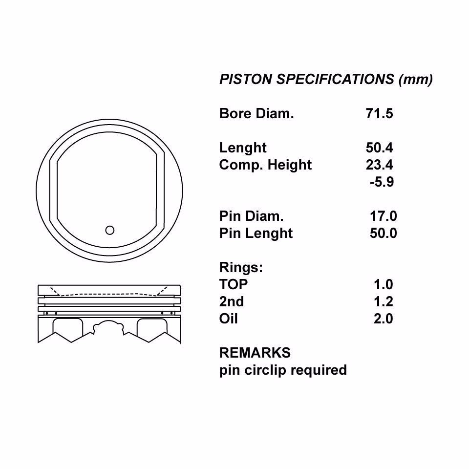 SERIE PISTONI MOTORE COMPLETI 050