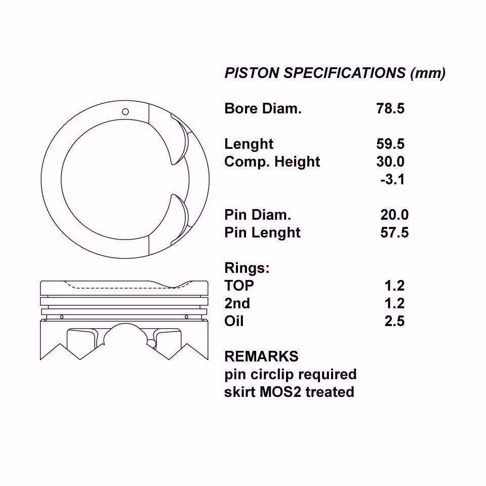 SERIE PISTONI MOTORE COMPLETI 050