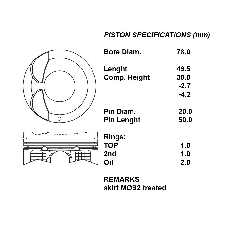 SERIE PISTONI MOTORE COMPLETI STD