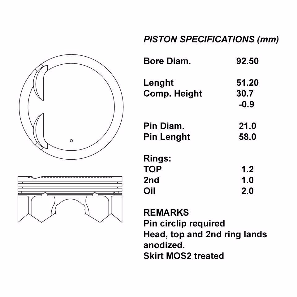 SERIE PISTONI MOTORE COMPLETI 050