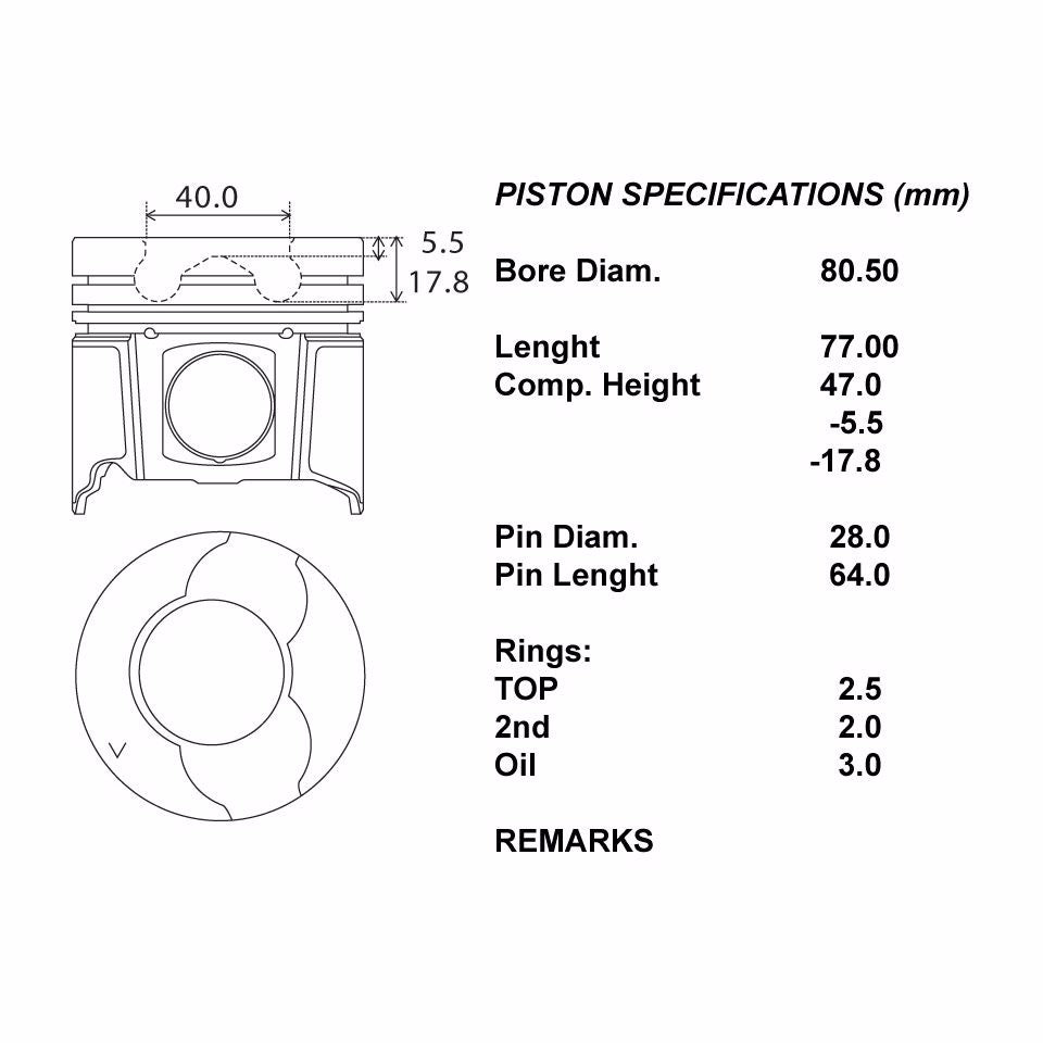 SERIE PISTONI MOTORE COMPLETI 050