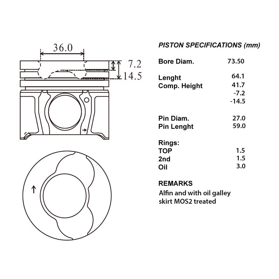 SERIE PISTONI MOTORE COMPLETI 050