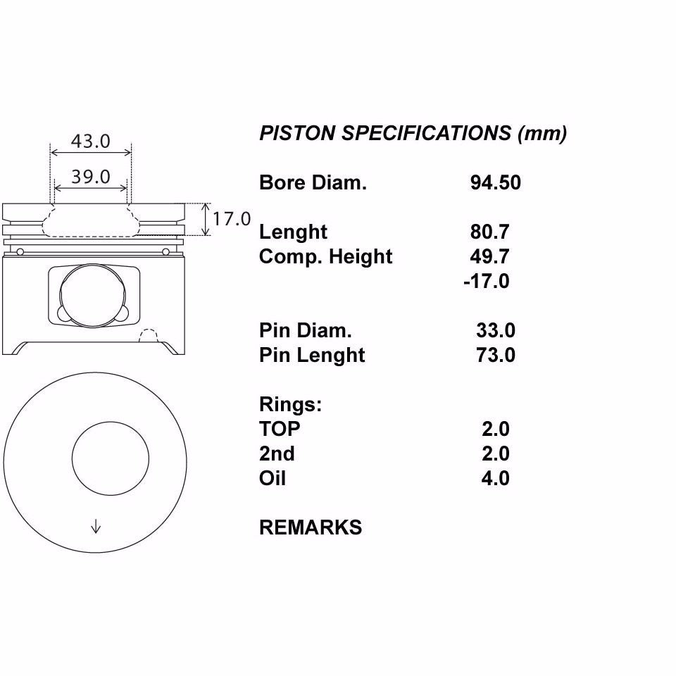 SERIE PISTONI MOTORE COMPLETI 050