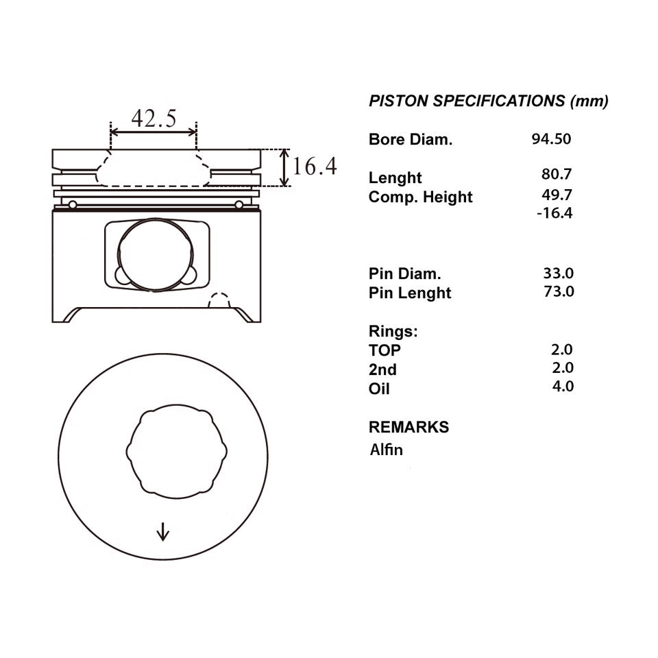 SERIE PISTONI MOTORE COMPLETI 050