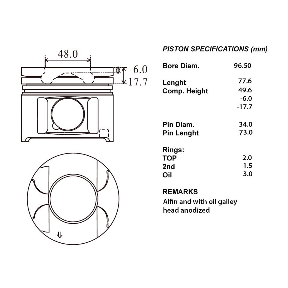 SERIE PISTONI MOTORE COMPLETI 050