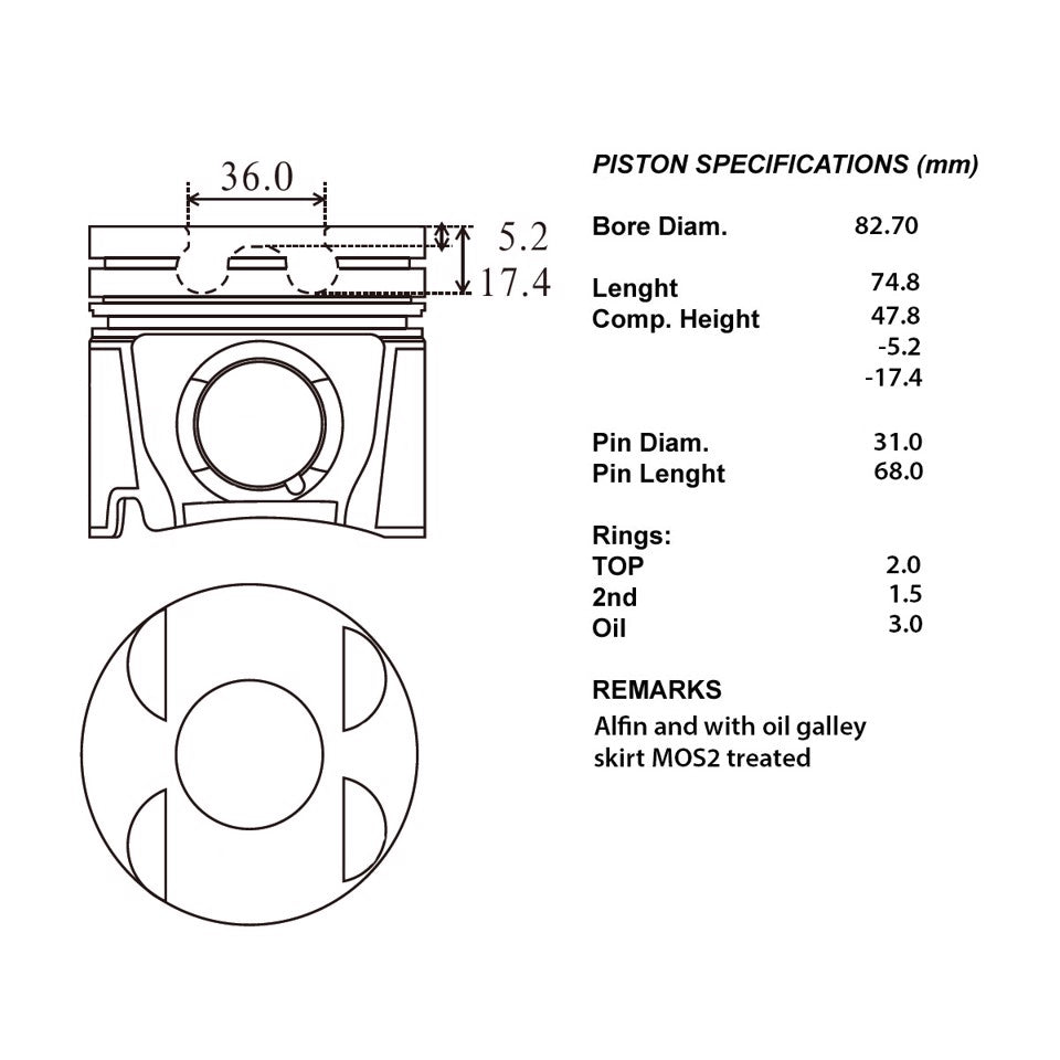SERIE PISTONI MOTORE COMPLETI 050