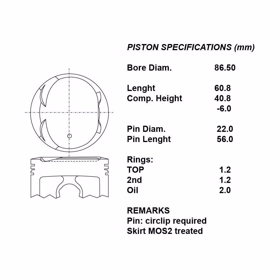 SERIE PISTONI MOTORE COMPLETI 050