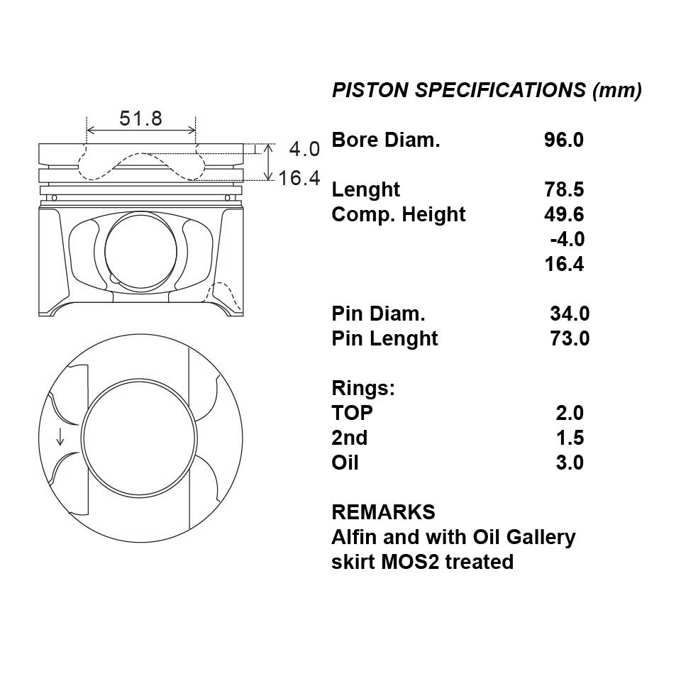 SERIE PISTONI MOTORE COMPLETI STD