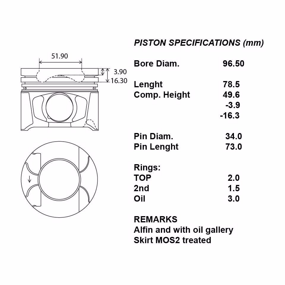 SERIE PISTONI MOTORE COMPLETI 050