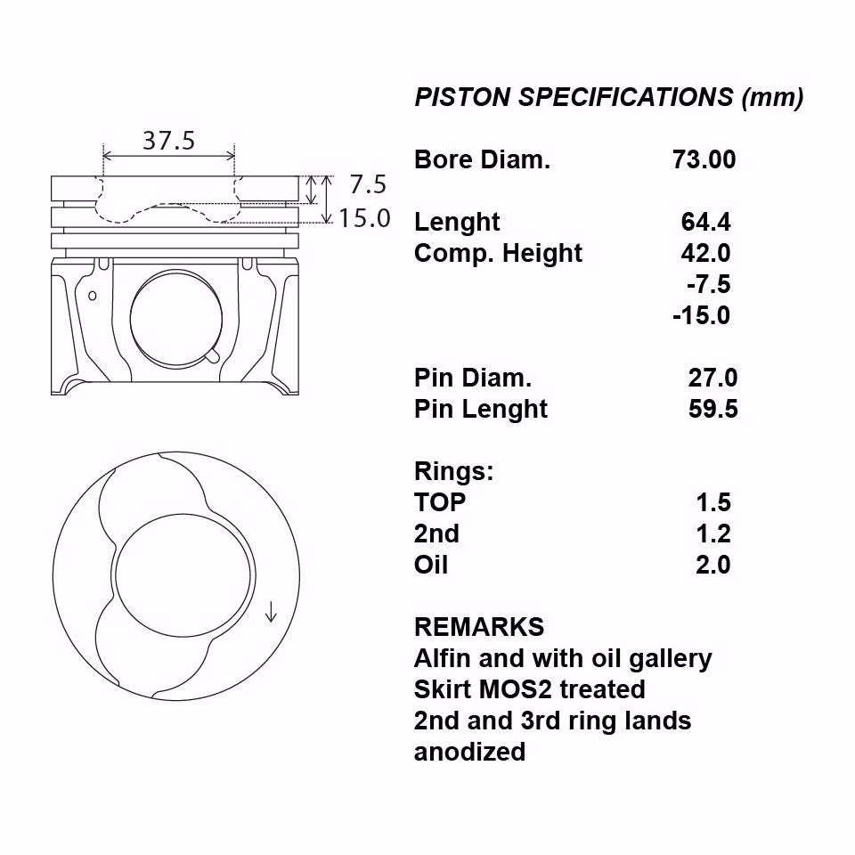 SERIE PISTONI MOTORE COMPLETI STD