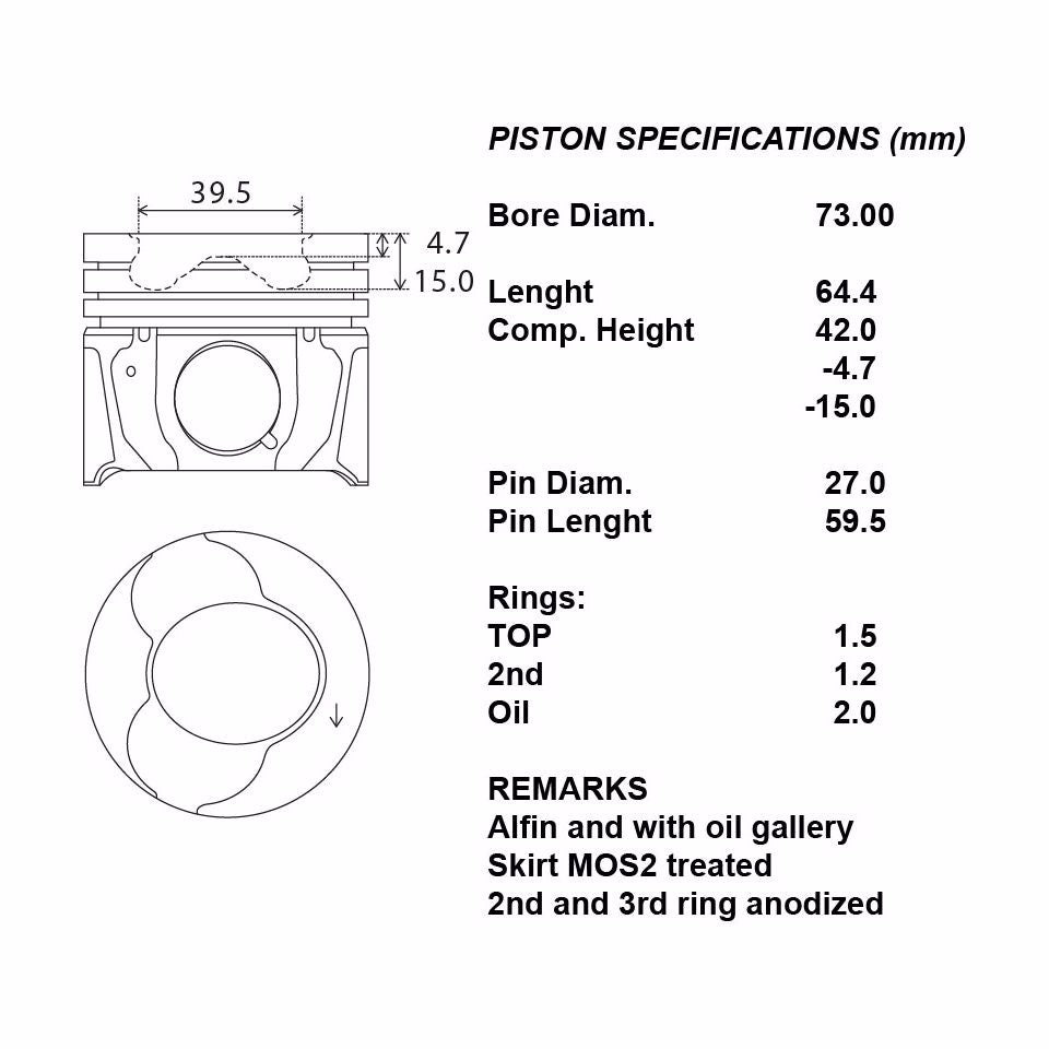SERIE PISTONI MOTORE COMPLETI STD