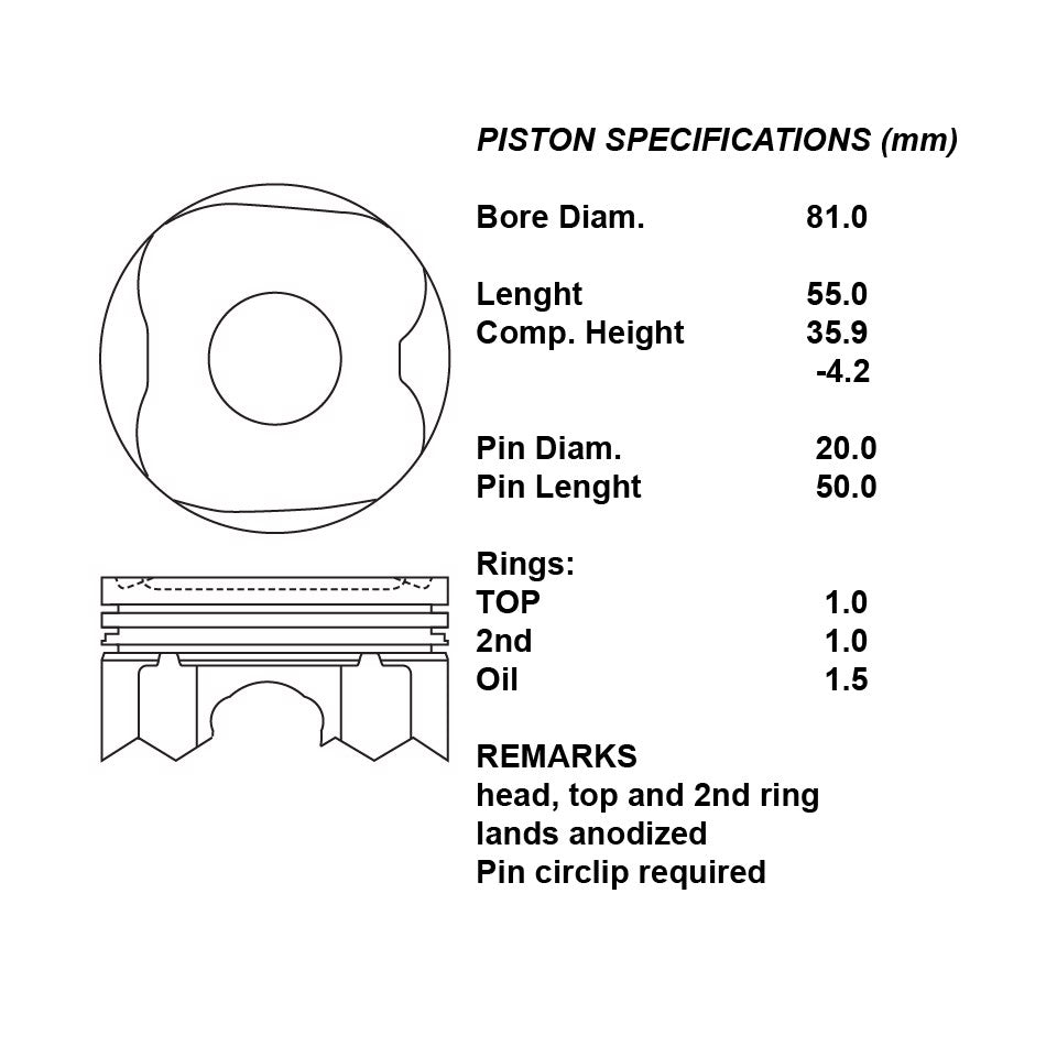 SERIE PISTONI MOTORE COMPLETI 050