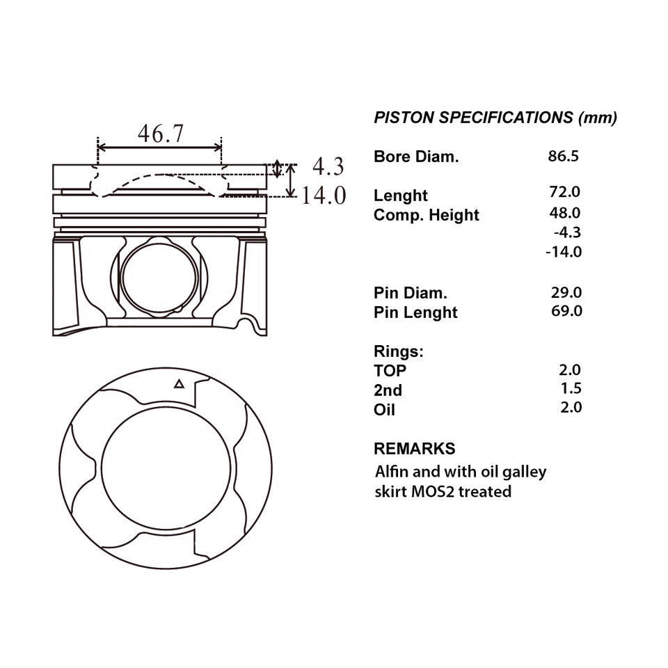 SERIE PISTONI MOTORE COMPLETI 050