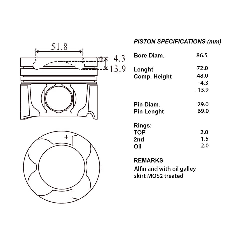 SERIE PISTONI MOTORE COMPLETI 050