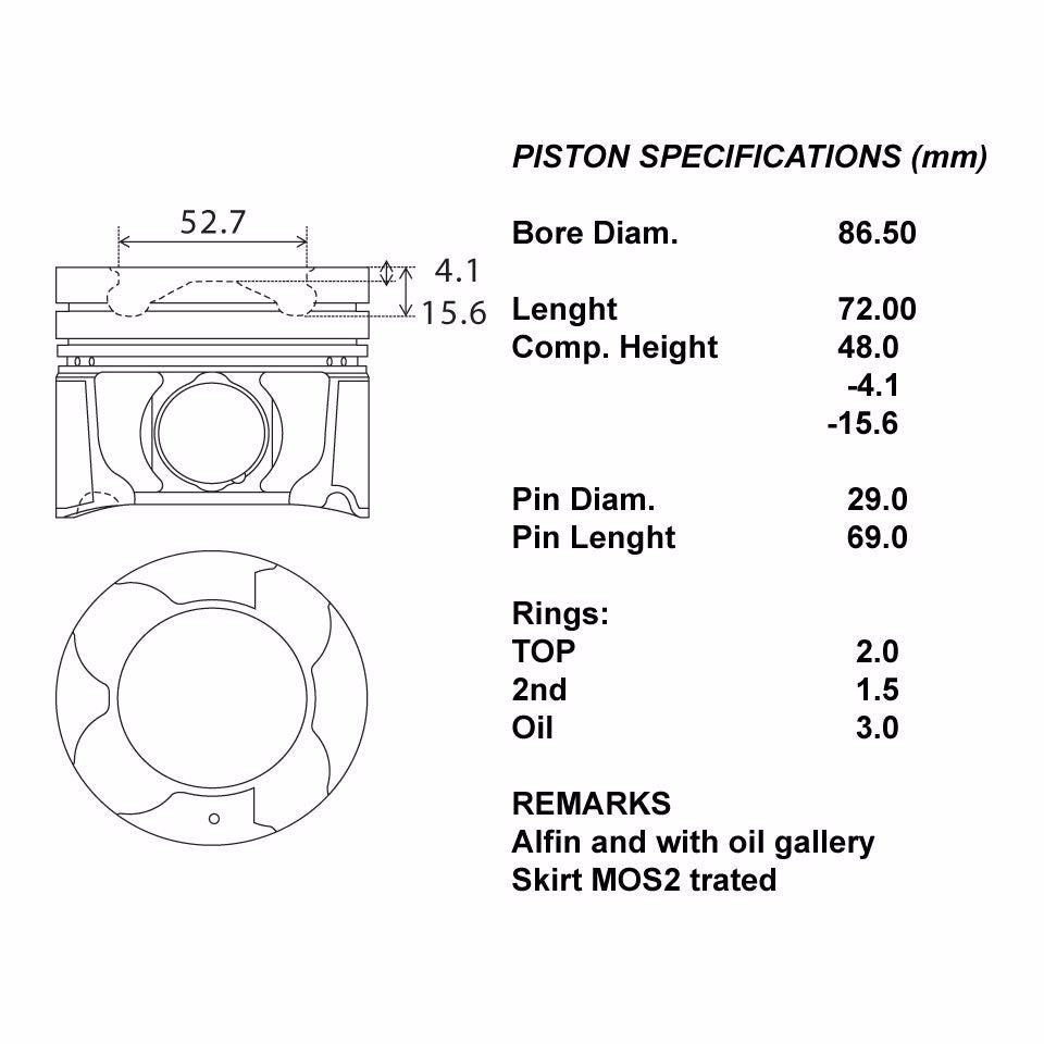 SERIE PISTONI MOTORE COMPLETI 050