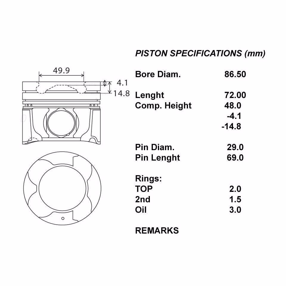 SERIE PISTONI MOTORE COMPLETI 050
