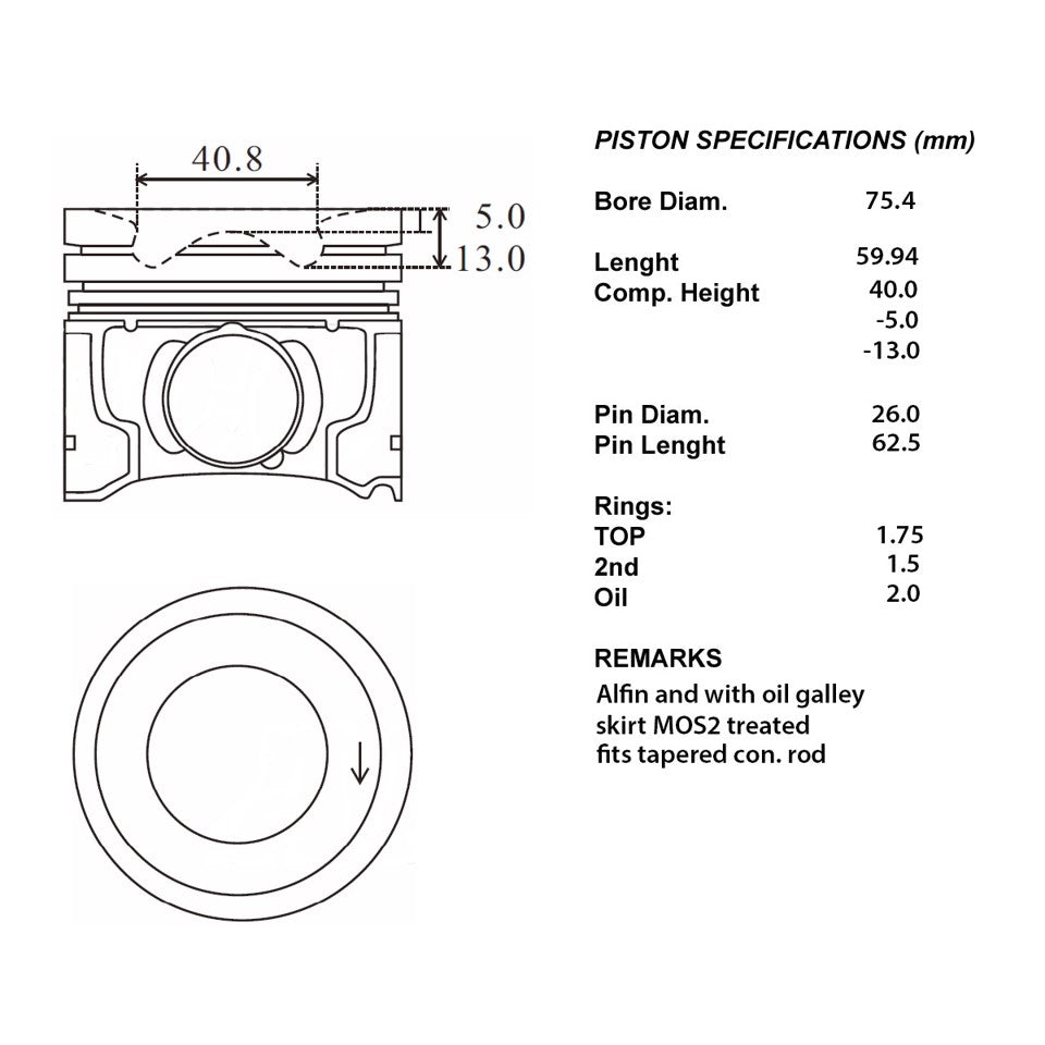SERIE PISTONI MOTORE COMPLETI 040
