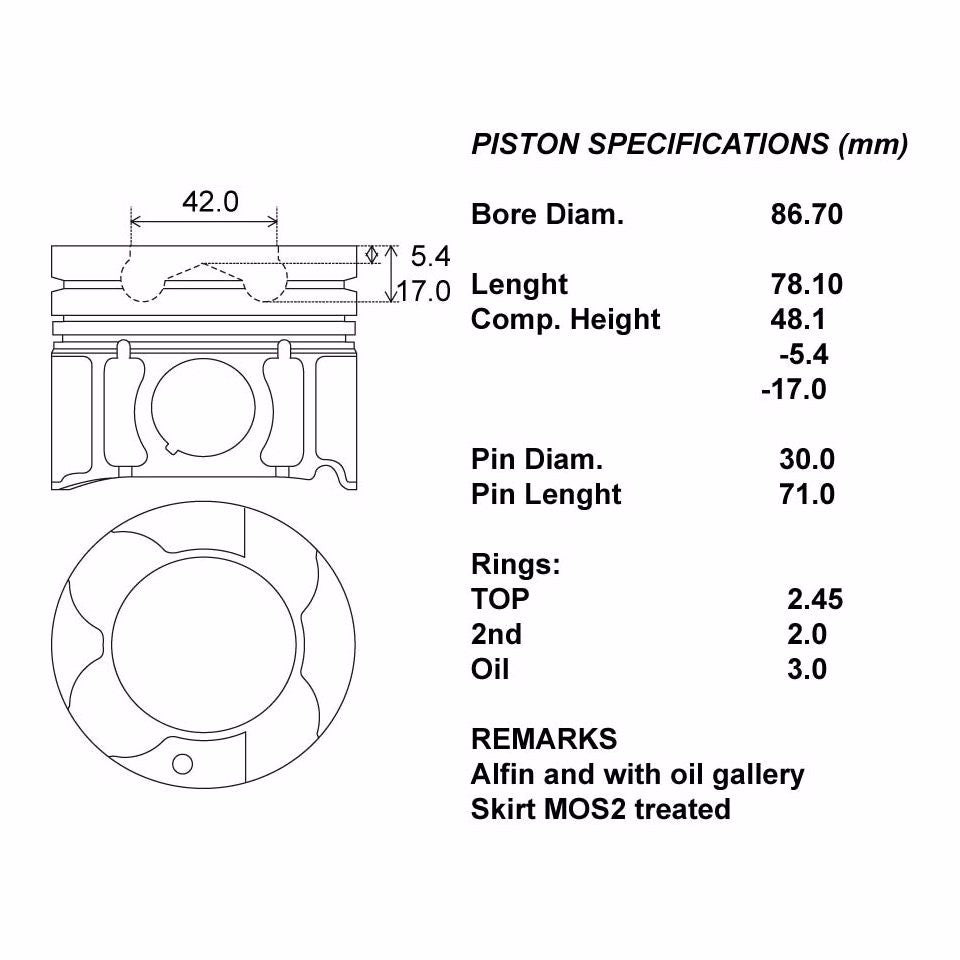SERIE PISTONI MOTORE COMPLETI 050