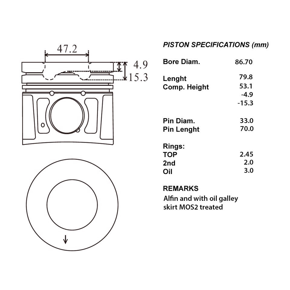 SERIE PISTONI MOTORE COMPLETI 050