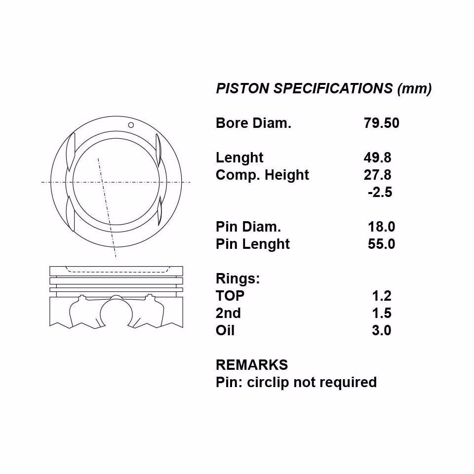 SERIE PISTONI MOTORE COMPLETI 050
