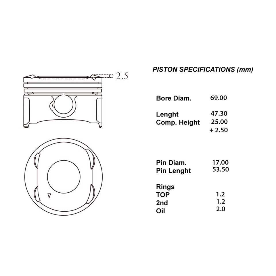 SERIE PISTONI MOTORE COMPLETI 050