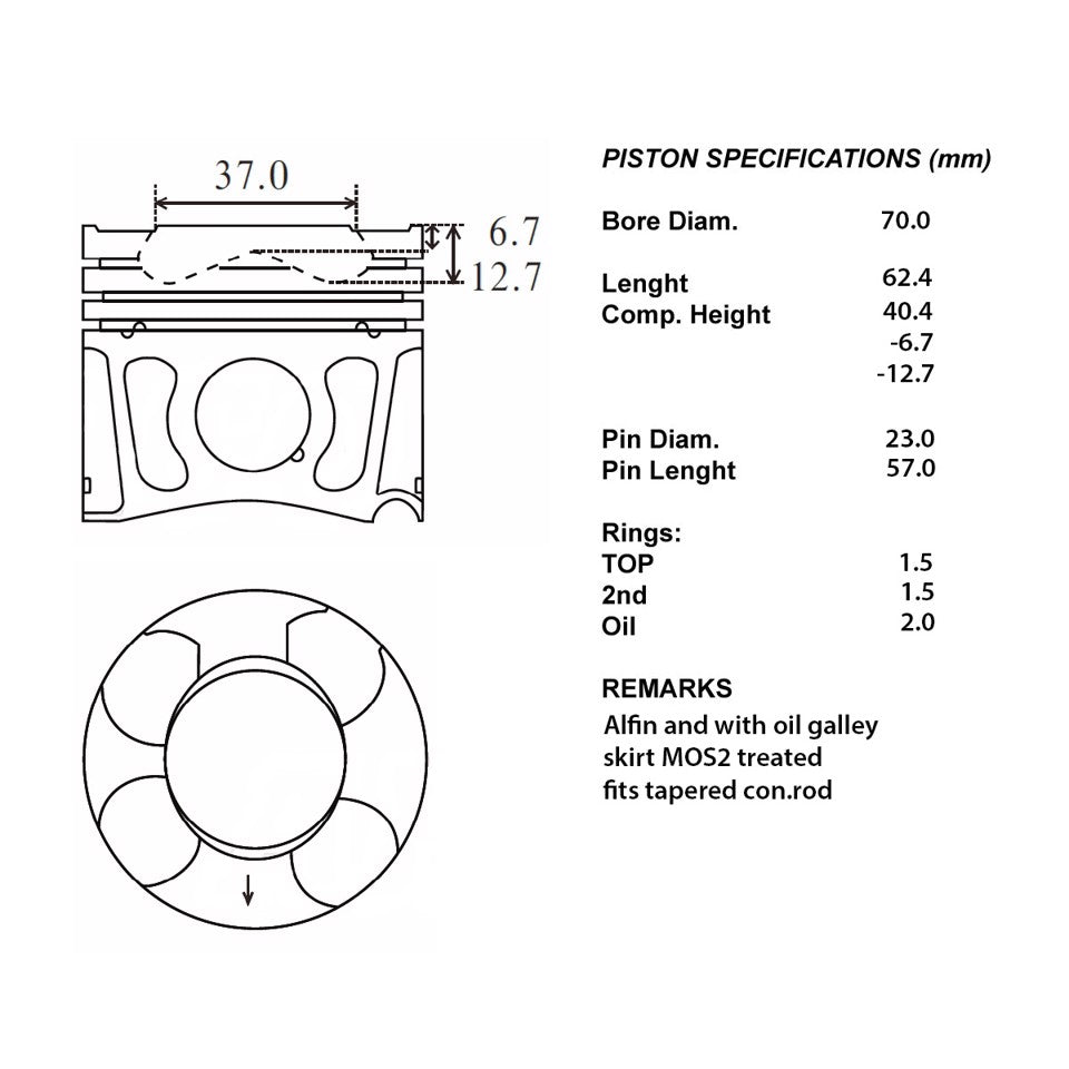 SERIE PISTONI MOTORE COMPLETI 040