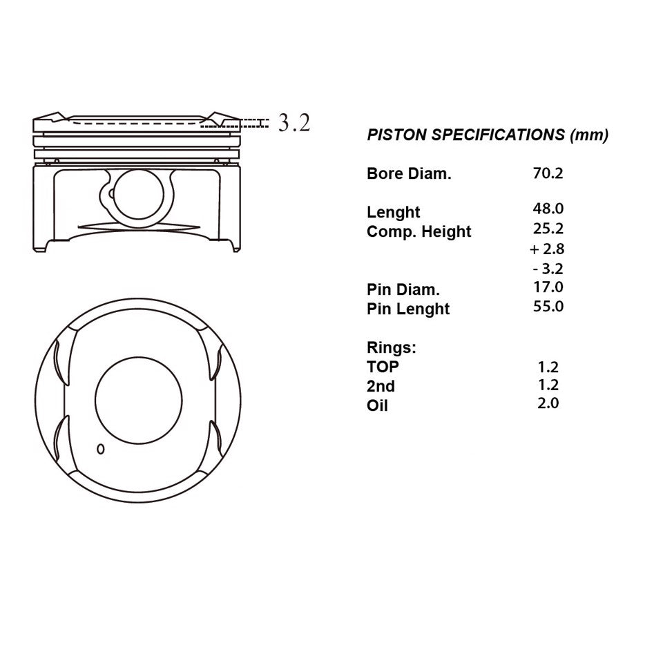 SERIE PISTONI MOTORE COMPLETI 050