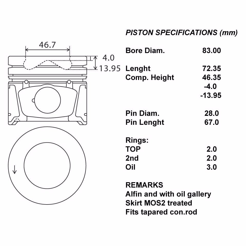 SERIE PISTONI MOTORE COMPLETI STD