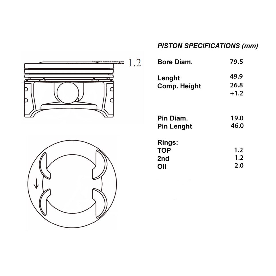SERIE PISTONI MOTORE COMPLETI 050