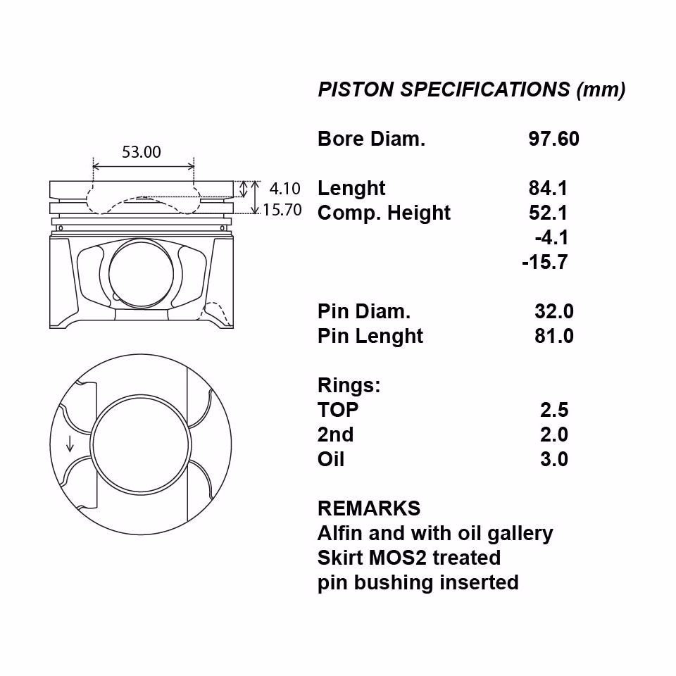 SERIE PISTONI MOTORE COMPLETI 050